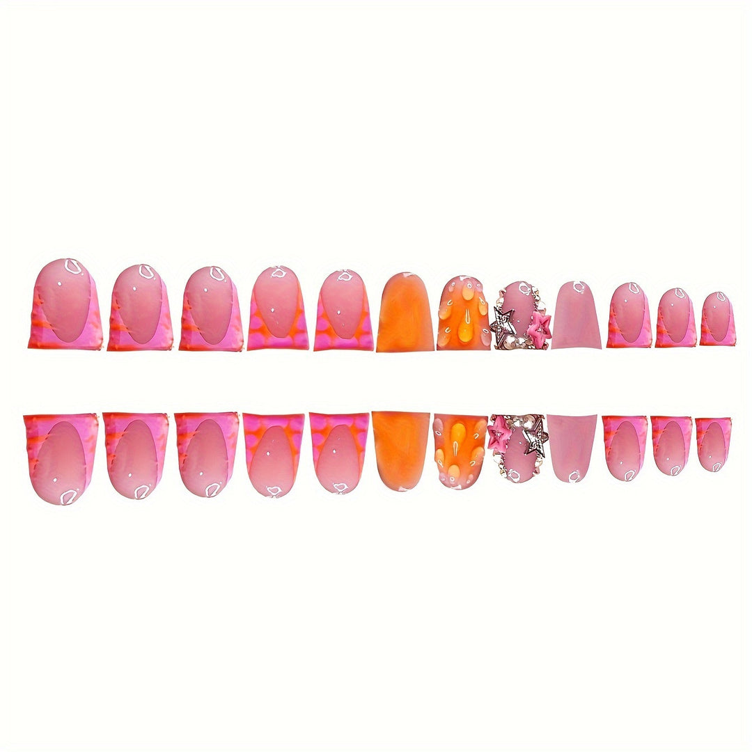 Artistic Press-On Nail Extensions with Summer Theme Bowlift