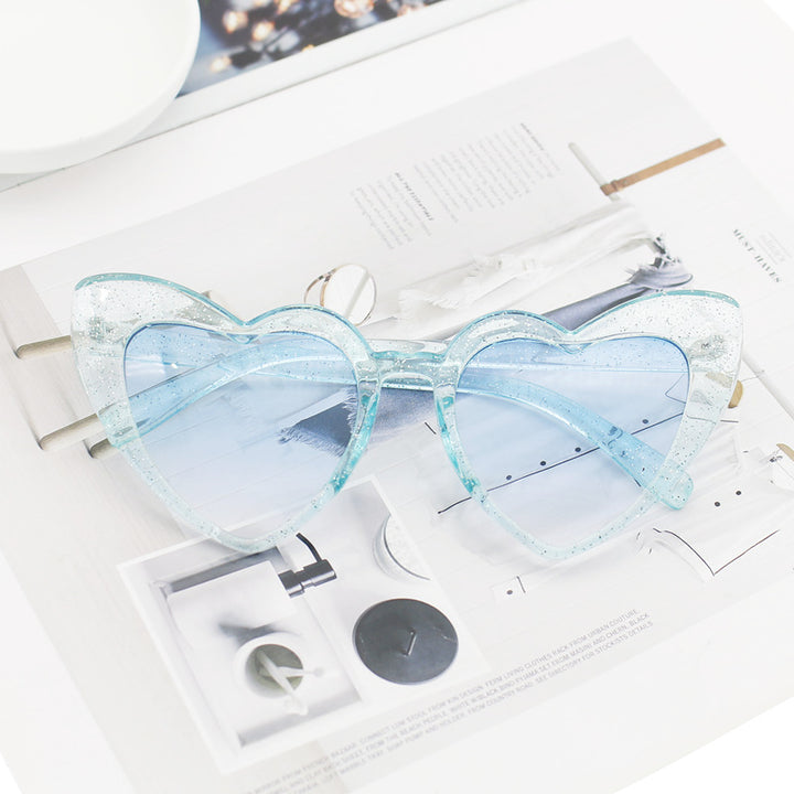 Women's Heart-Shaped Sunglasses with Glittering Frame Bowlift