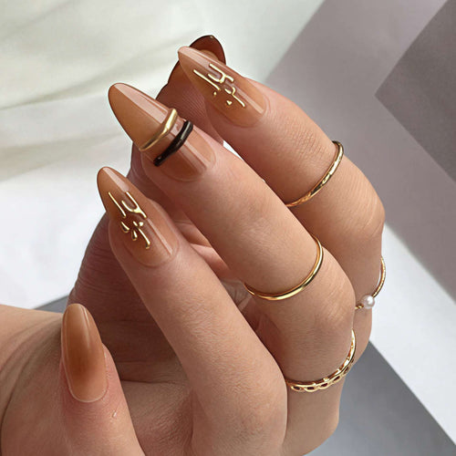 Elegant Ombre Press-On Nail Tips with Metallic Accents Bowlift