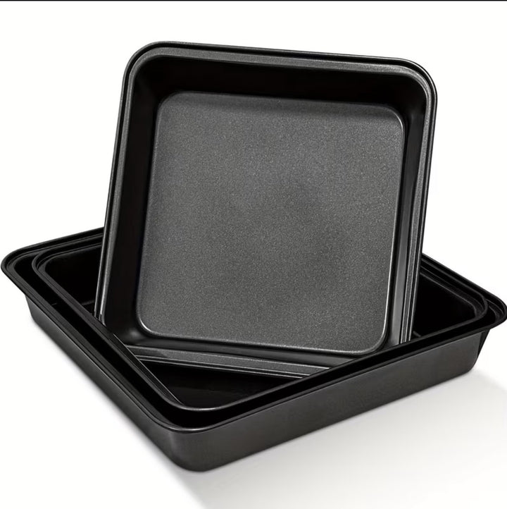 Three piece square cake pan set nonstick carbon steel bakeware Bowlift