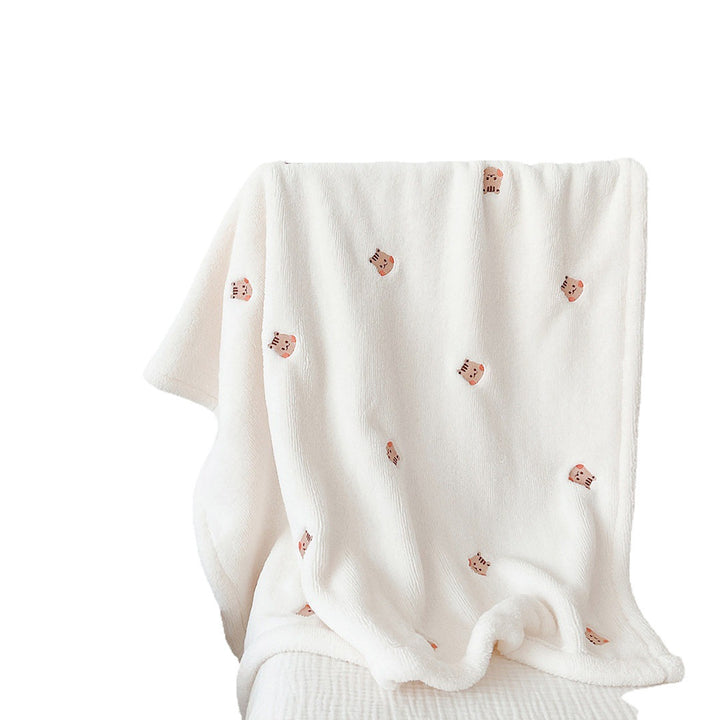 Soft Floral Embroidered Throw Blanket