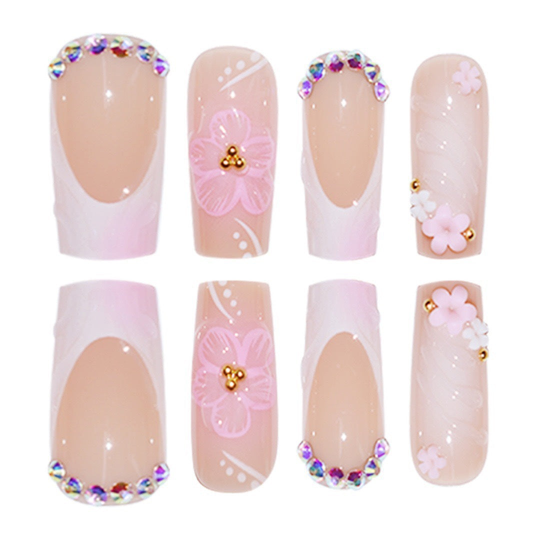 Decorative Floral Acrylic Nail Enhancements Bowlift