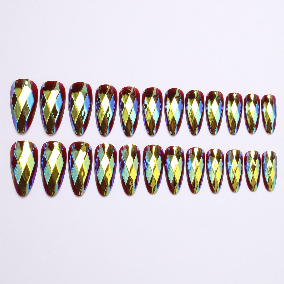 Diamond-Shaped Press-On Nail Set Bowlift