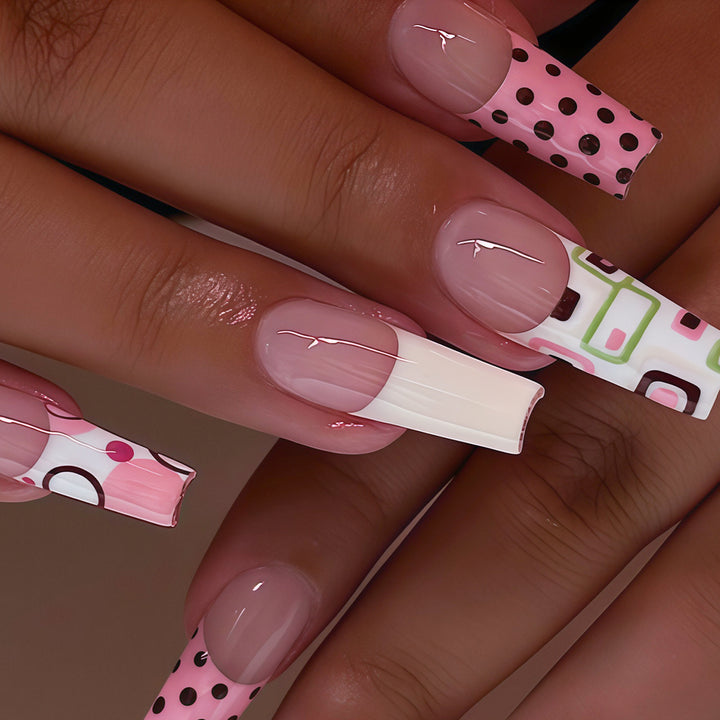 Decorative Long Press-On Nail Art Tips Bowlift