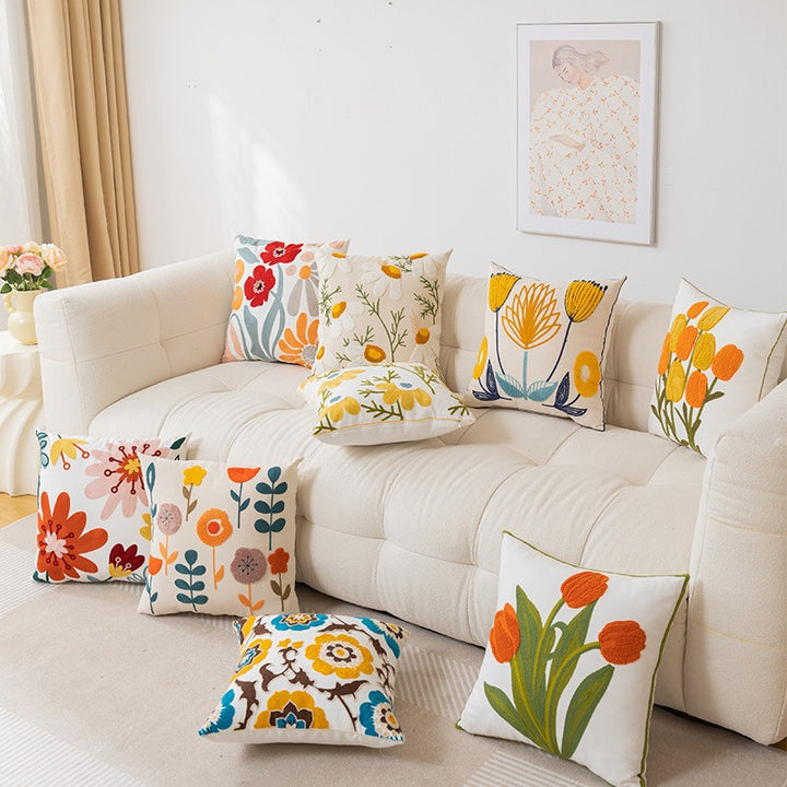 Floral Embroidered Cushion