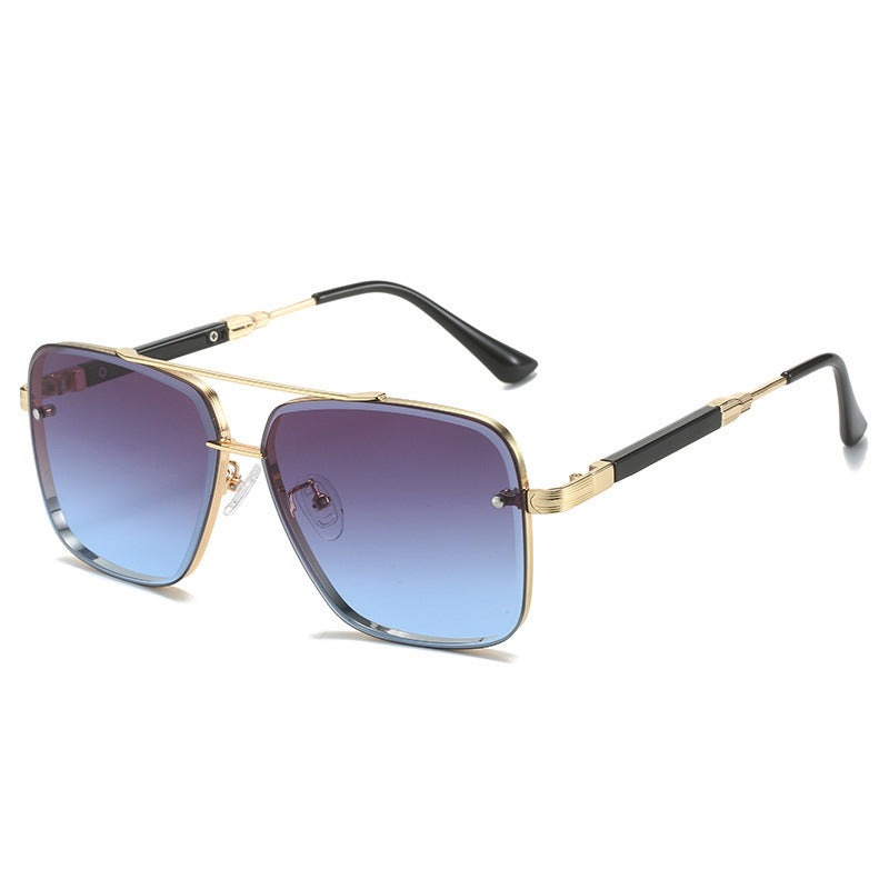Women Geometric Oversize Sunglasses with Filigree Metal Frame Bowlift