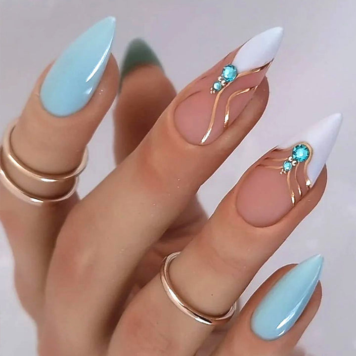 Elegant artificial nails in a modern design with glitter accents Bowlift