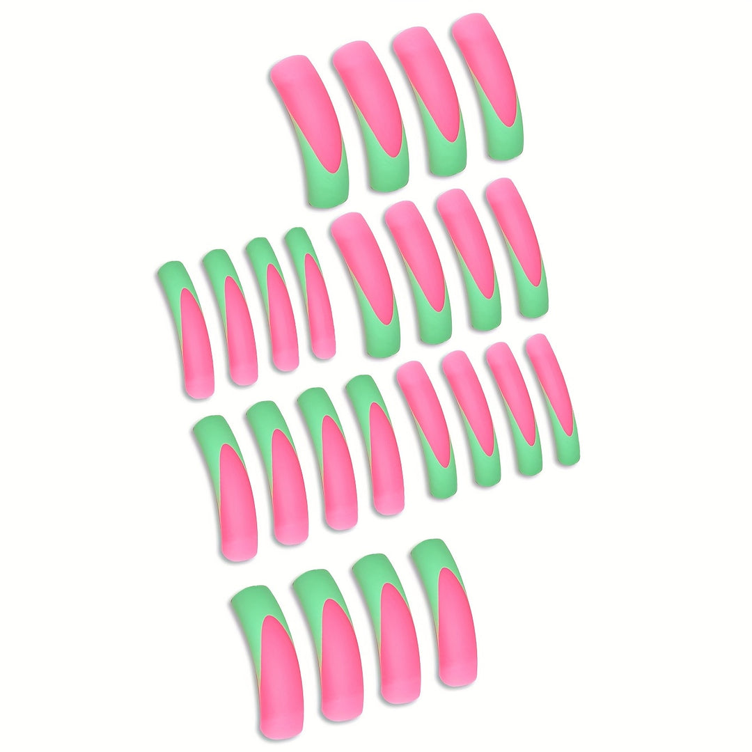 Stylish Long Acrylic Press-On Nails with Gradient Design Bowlift