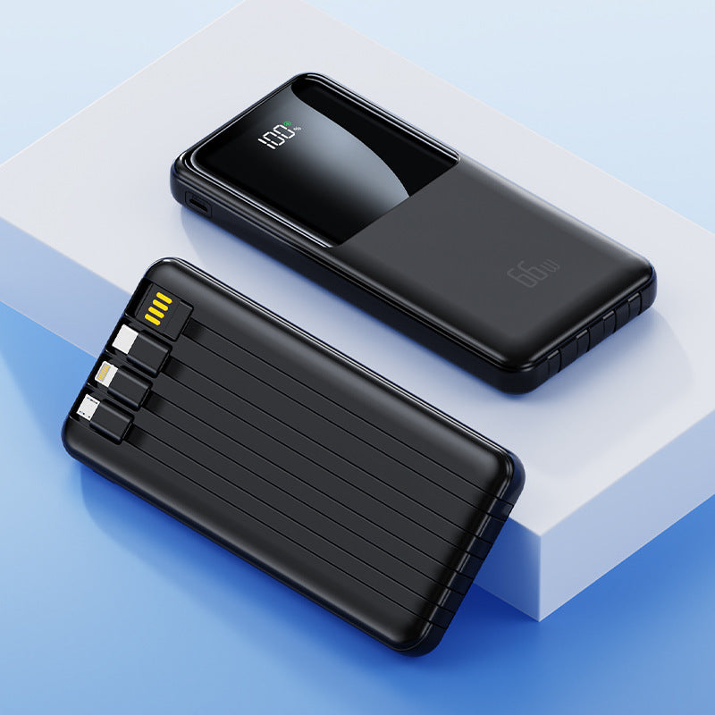 Portable power bank with integrated charging cables and LED battery status indicator Bowlift