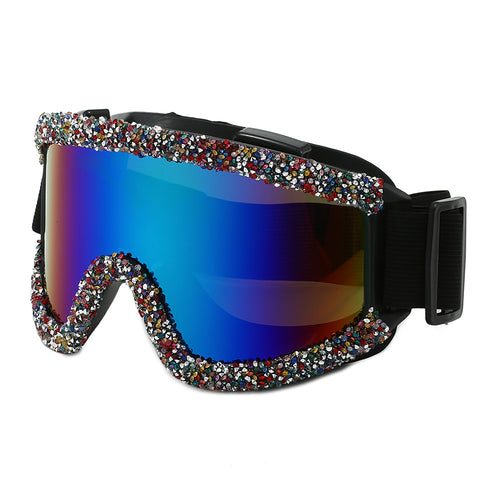 Women's glamorous ski goggles with sparkling decorative frame Bowlift