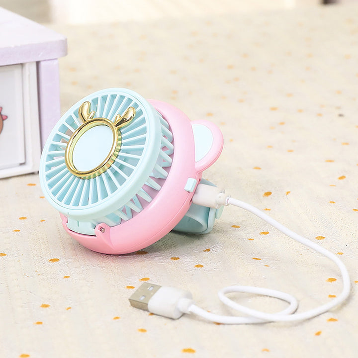 Women's Portable Mini Fan with Integrated Mirror and Spray Function Bowlift