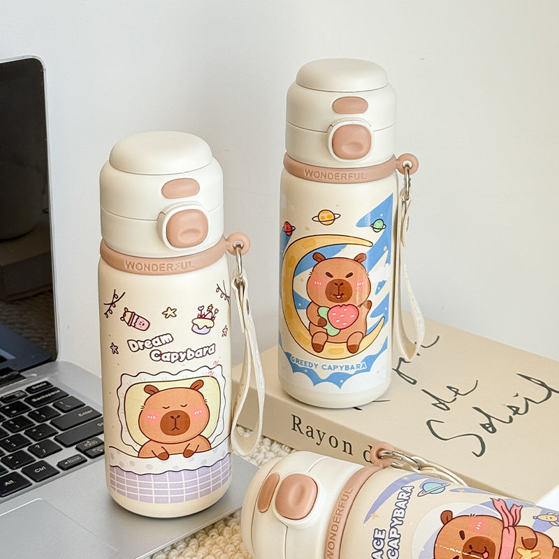 Ladies Insulated Drinking Bottle with Colorfully Designed Animal Motif Bowlift