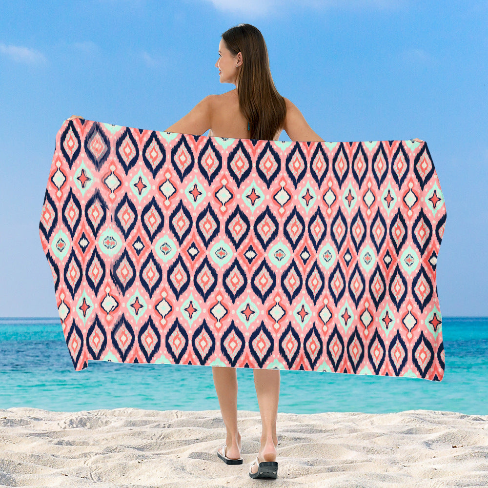 generously cut beach towel with elegant mosaic design Bowlift
