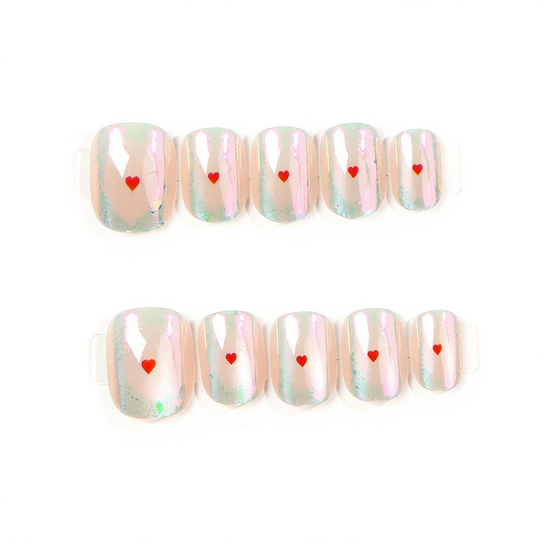 Heart-Embellished Press-On Nail Set Bowlift