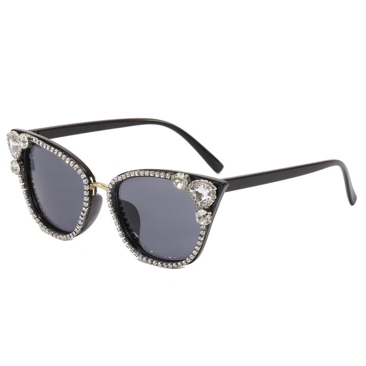 Women's Cat Eye Sunglasses with Sparkling Crystal Decorations Bowlift