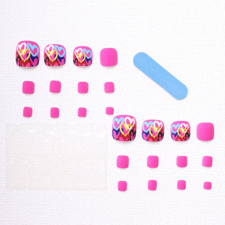 Artistic Heart-Designed Press-On Toenails Bowlift