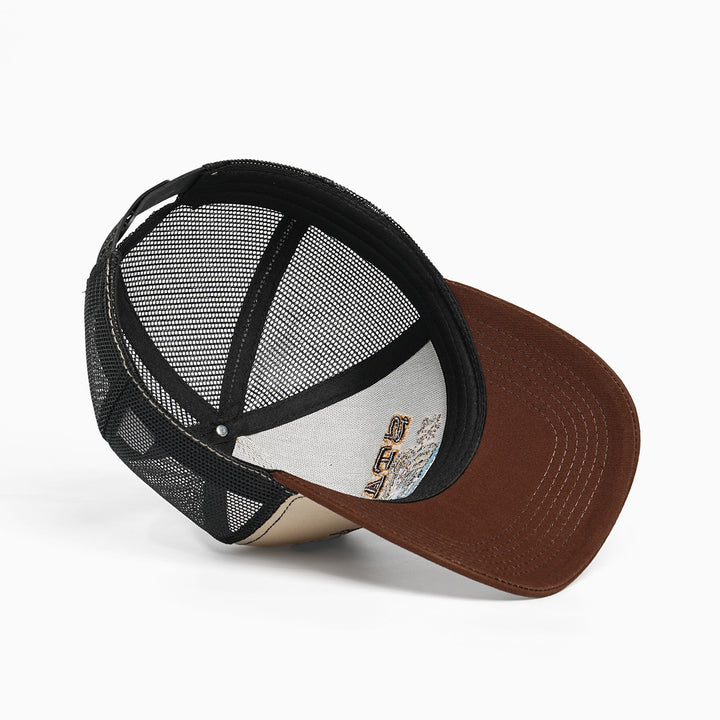 Women Trucker Cap with large embroidery design Bowlift