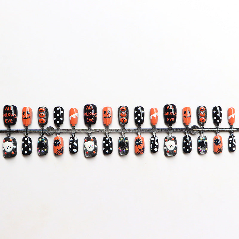 Festive Halloween-Themed Press-On Nail Set Bowlift