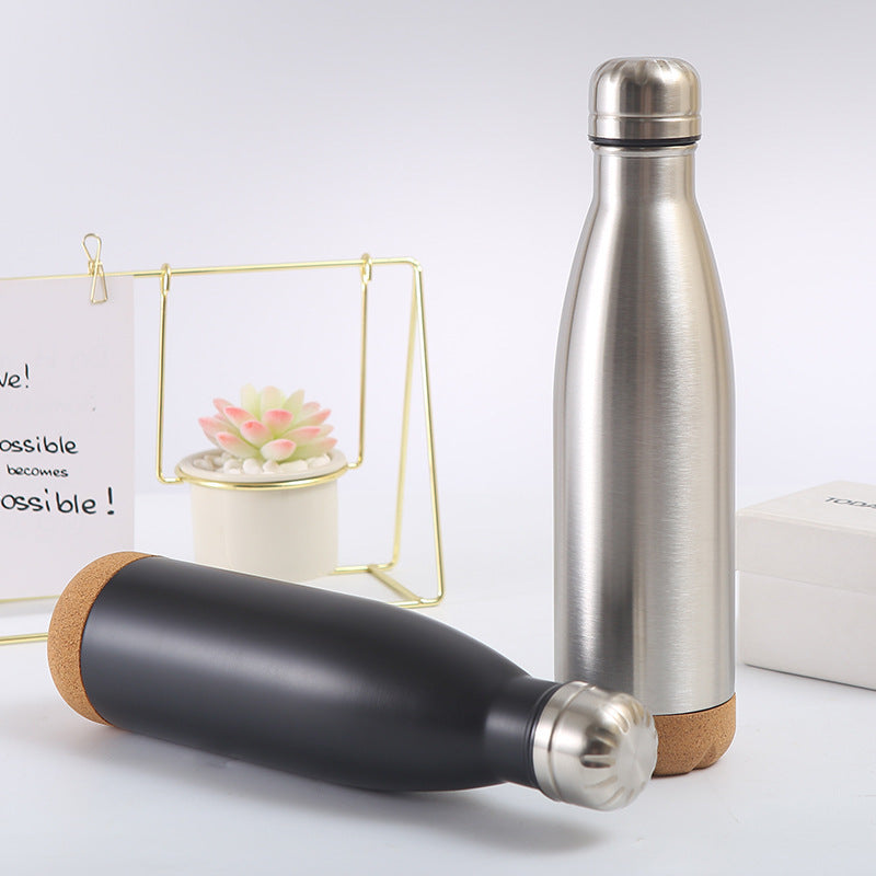 Ladies stylish stainless steel insulated bottle with cork bottom Bowlift