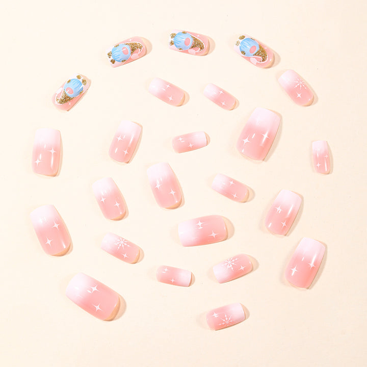 Snowflake Themed Acrylic Nail Art Extensions Bowlift