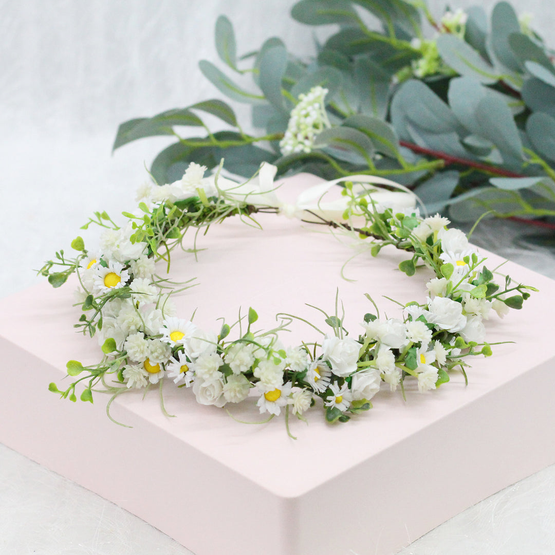 Handmade Romantic Artificial Flower Crown Headband for Bridal and Festival Bowlift