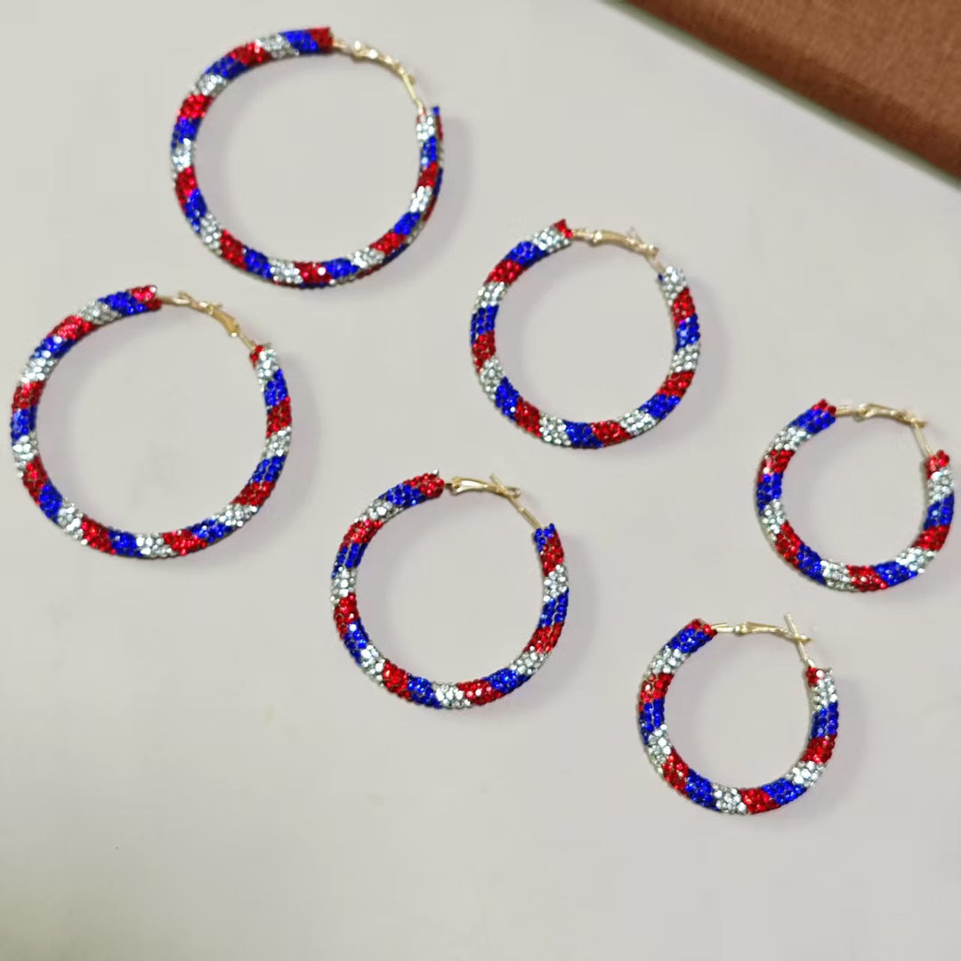 Ladies' large creoles with pavé rhinestone embellishment and clasp closure Bowlift