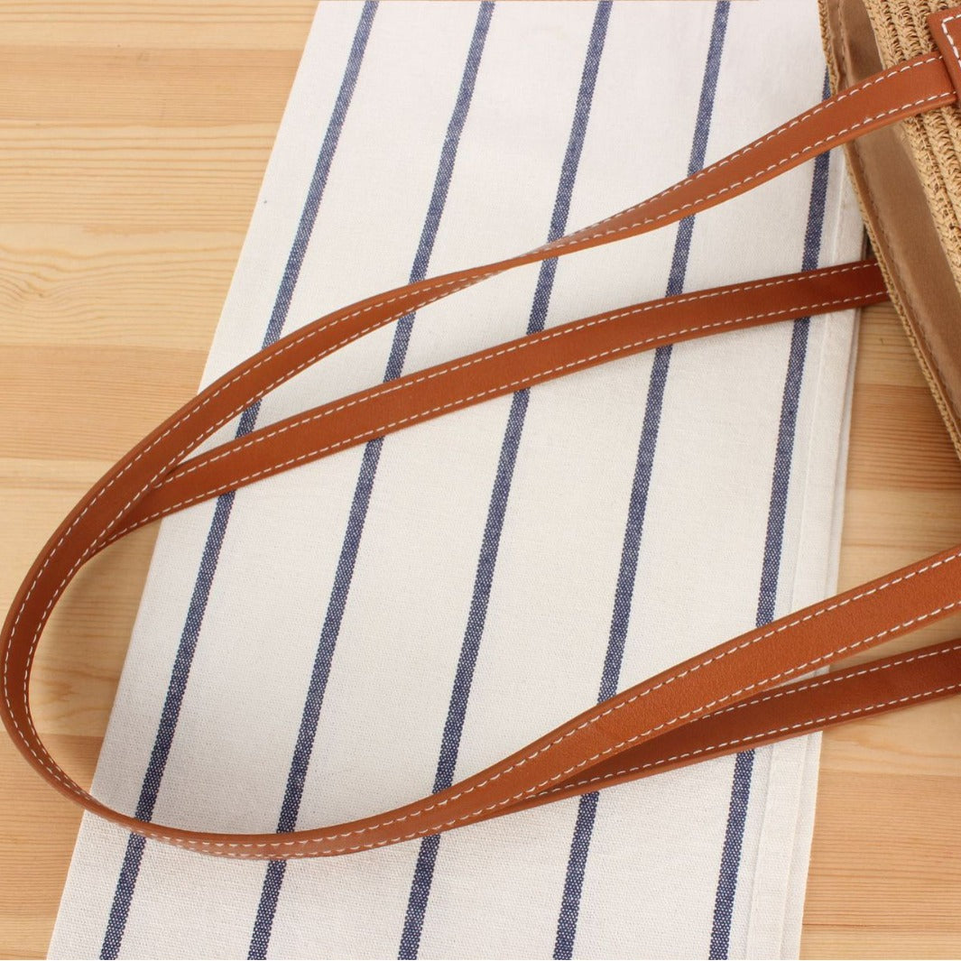 Handbag Made of High-Quality Raffia Fabric with Elegant Leather Handles Bowlift