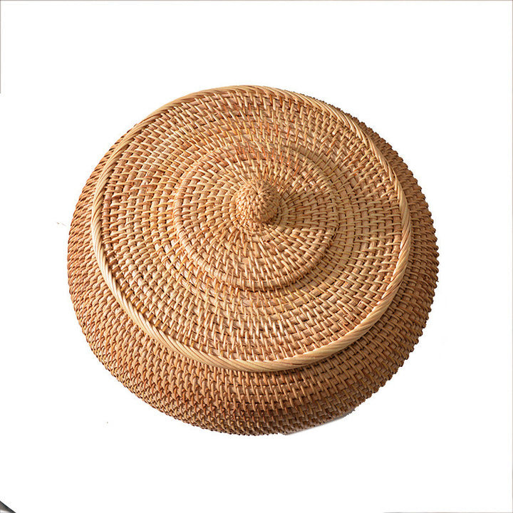 Women's round storage basket made of woven natural material Bowlift