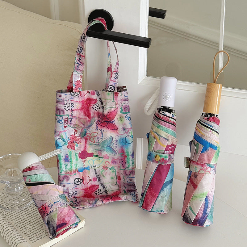 Women Foldable Designer Bag with Creative Art Motif Bowlift