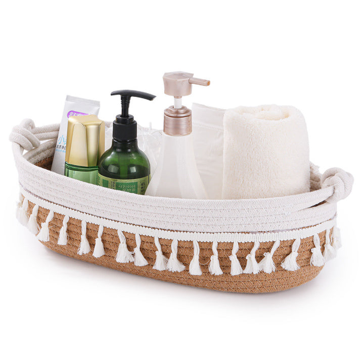 Women Decorative Storage Basket with Fringe Decoration Bowlift