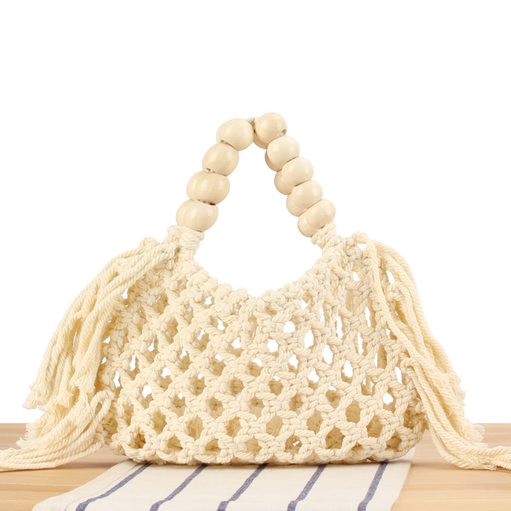 Macrame Handbag with Wooden Handles Bowlift