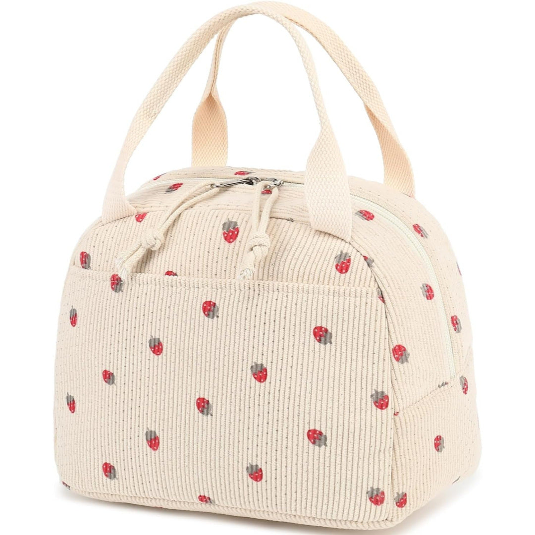 Charming Strawberry Print Insulated Lunch Bag