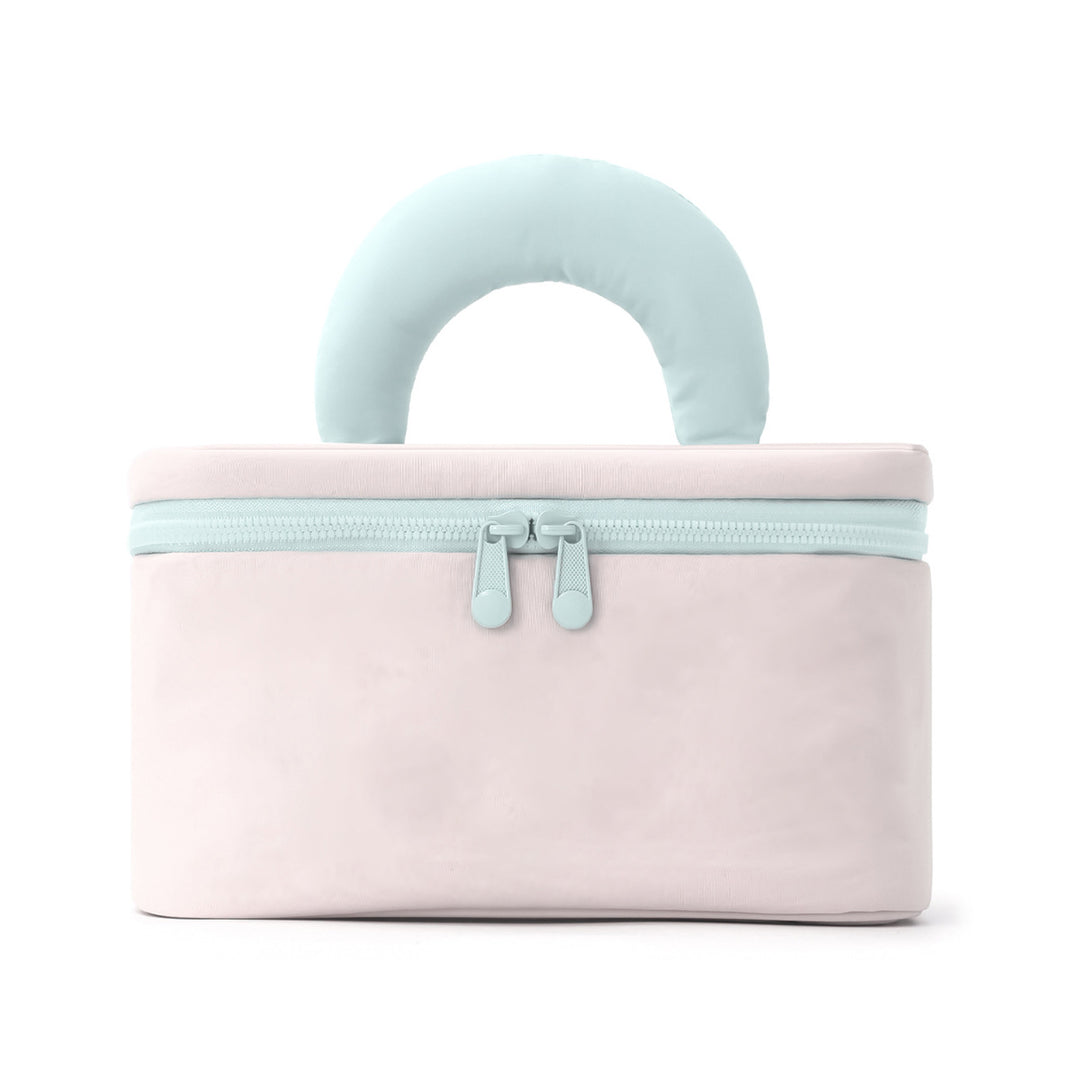 Cosmetic organizer with ergonomic carrying handle Bowlift