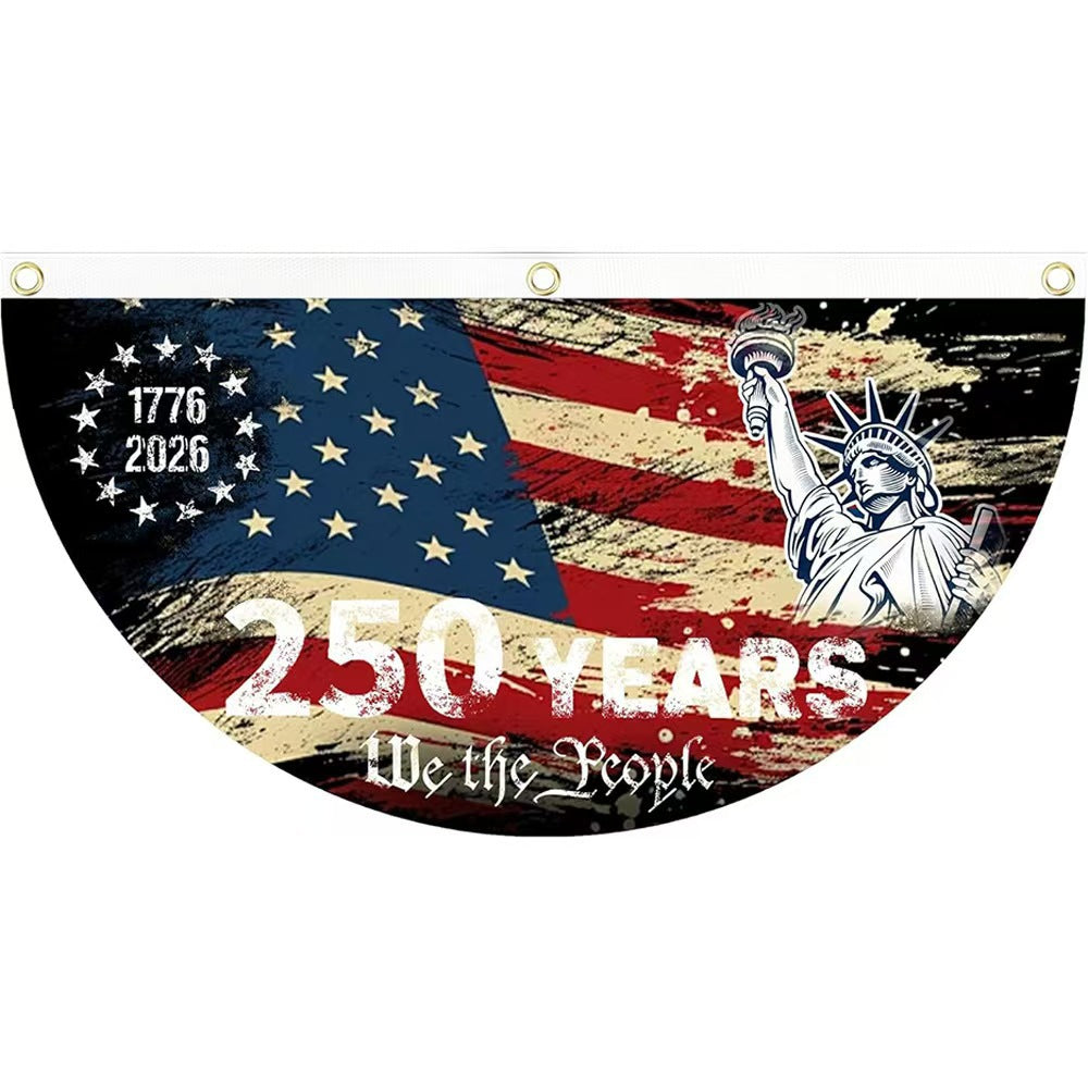 Unisex half-circle banner made of weatherproof polyester with metal eyelets and reinforced seams Bowlift