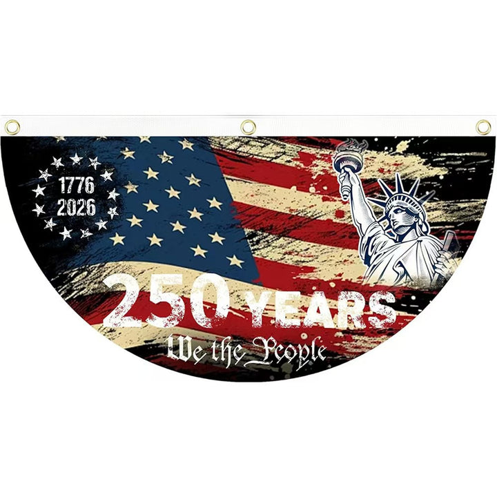Unisex half-circle banner made of weatherproof polyester with metal eyelets and reinforced seams Bowlift