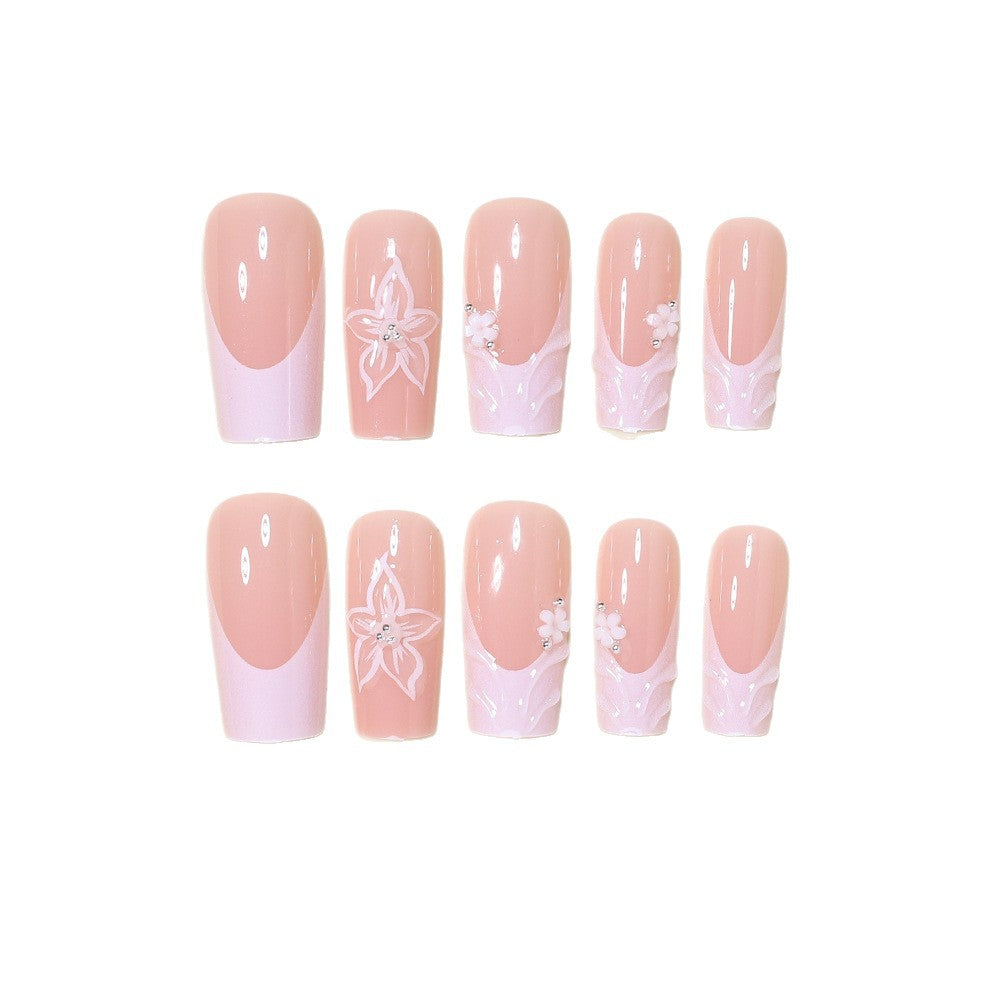 Elegant Floral Press-On Nail Art Bowlift