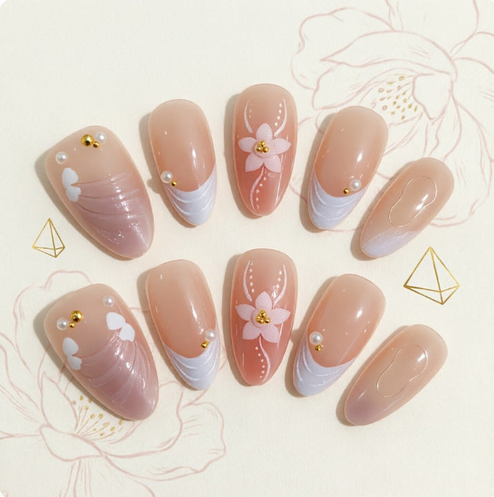 Artificial nails with floral details Bowlift