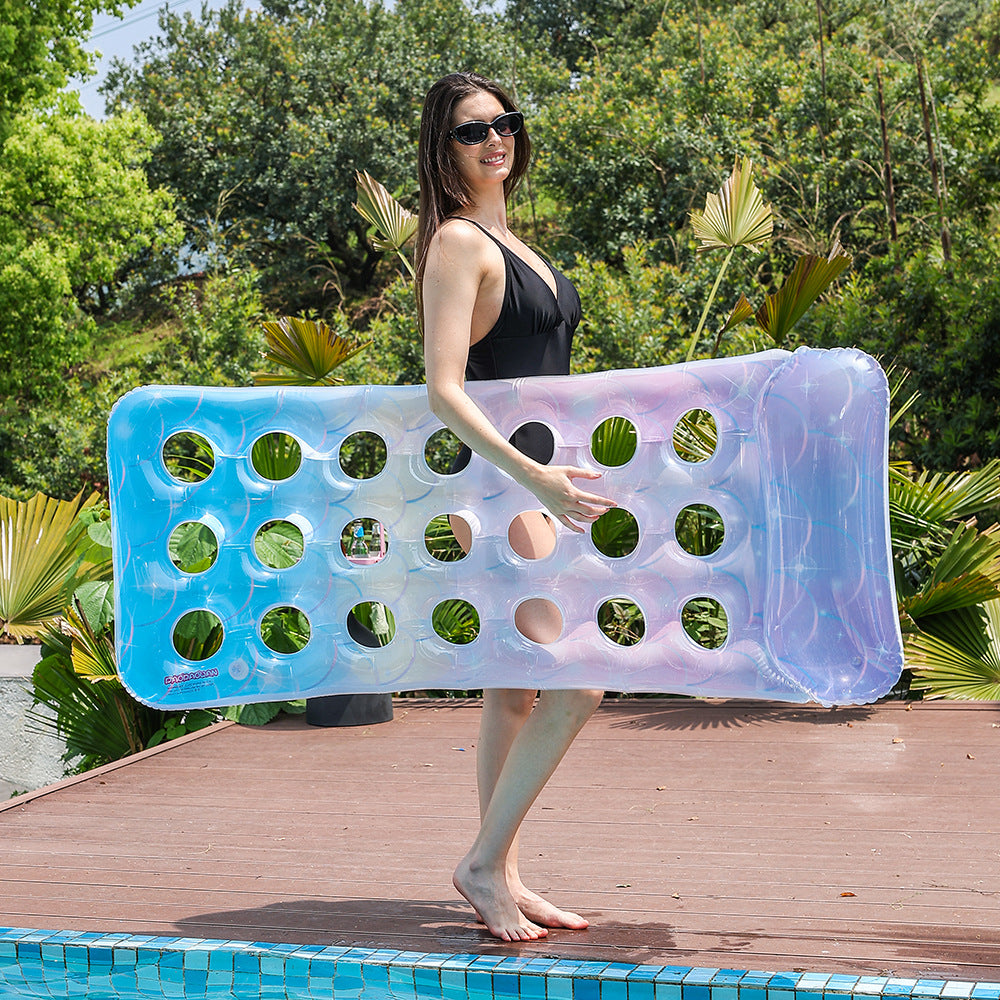 Unisex Inflatable Water Lounge with Air Holes and Ergonomic Headrest Bowlift