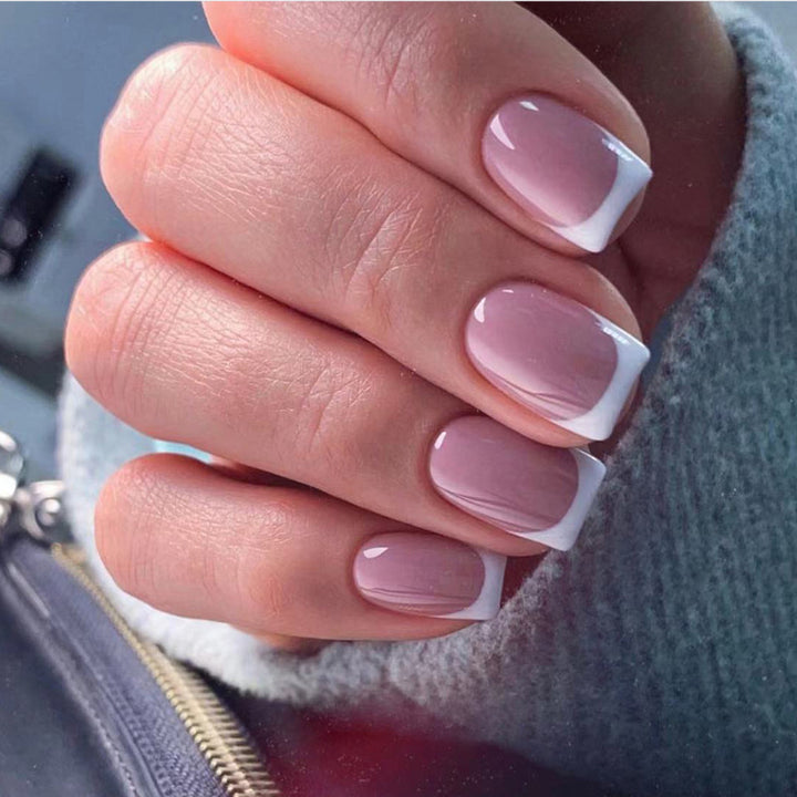 Classic French Tip Press-On Nails Bowlift