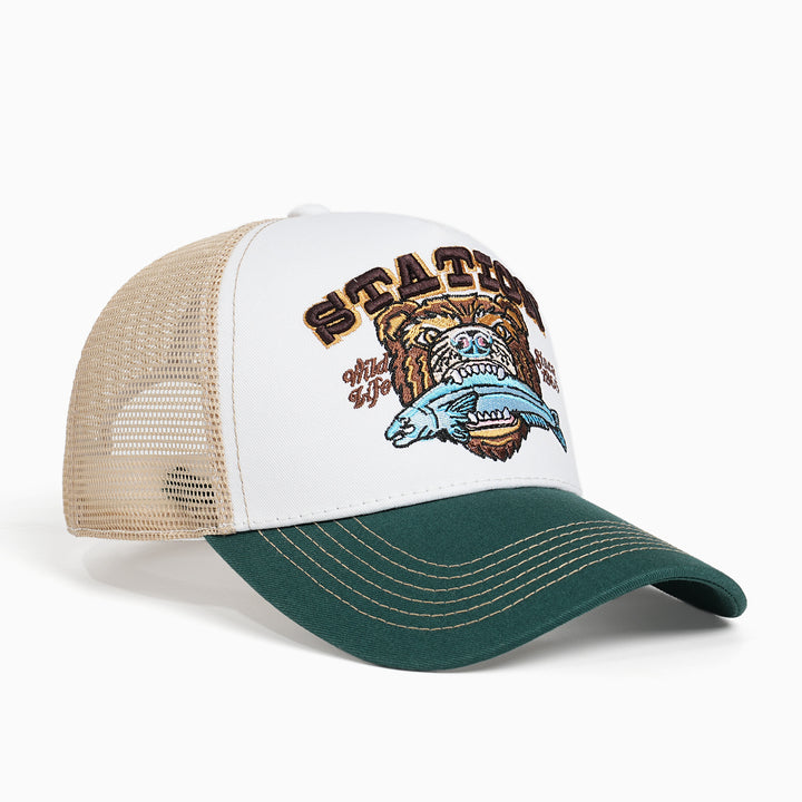 Women Trucker Cap with large embroidery design Bowlift