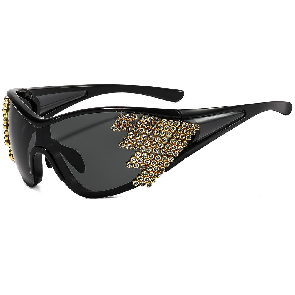 Ladies sporty sunglasses with sparkling decor Bowlift