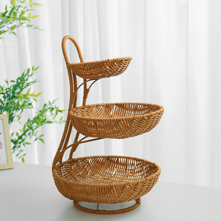 Multi-Tiered Wicker Display Stand Bowlift