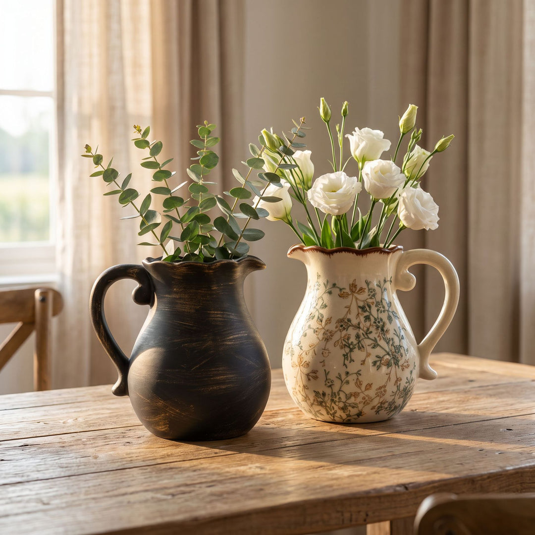 Elegant ceramic jug with floral patterns Bowlift