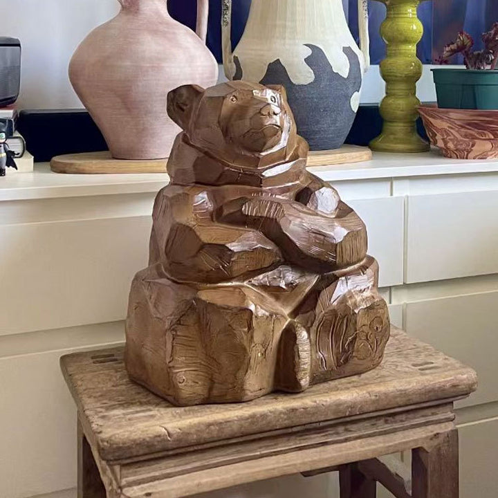 Handcrafted Wooden Bear Sculpture