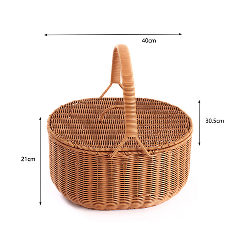 Stylish Woven Storage Basket with Lid Bowlift