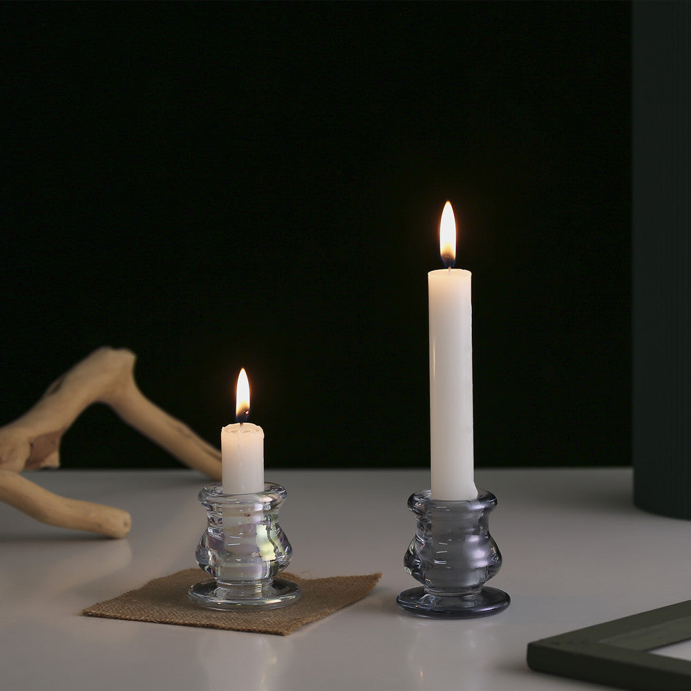 Glass Taper Candle Holder with Curved Weighted Base Bowlift
