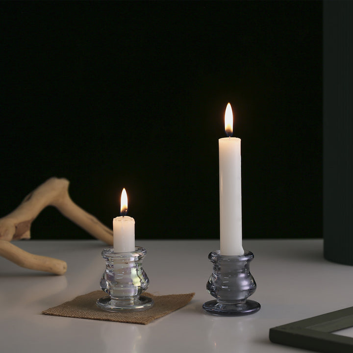 Glass Taper Candle Holder with Curved Weighted Base Bowlift