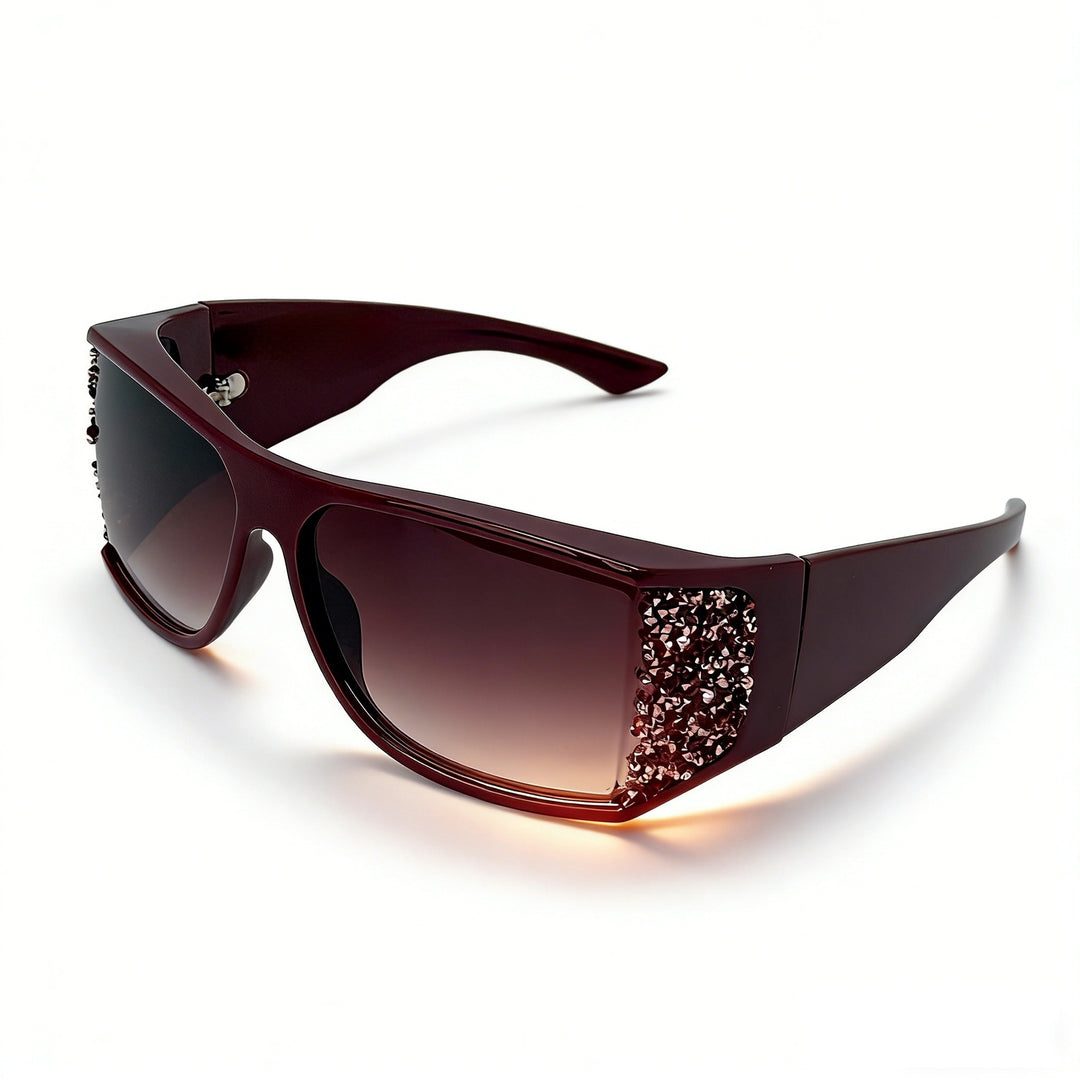 Women's Sporty Sunglasses with Sparkling Appliqués Bowlift