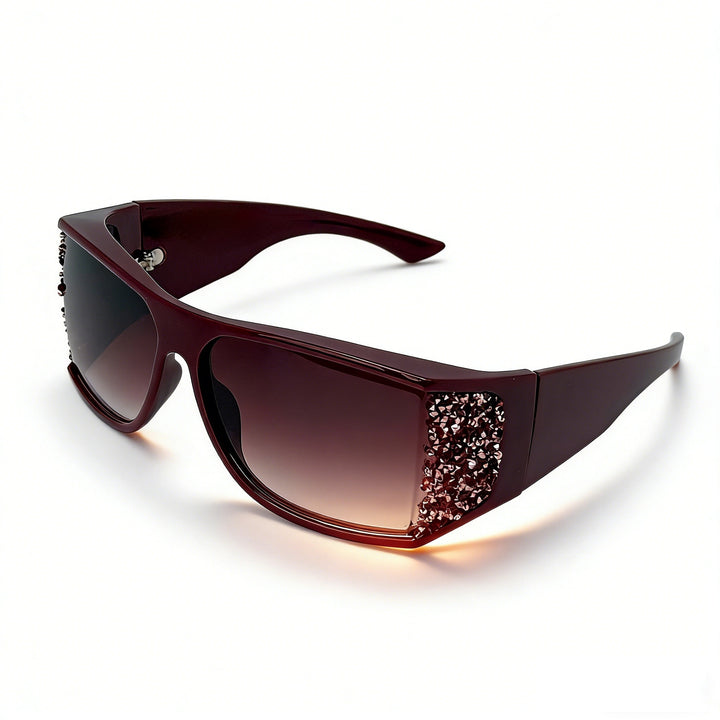 Women's Sporty Sunglasses with Sparkling Appliqués Bowlift