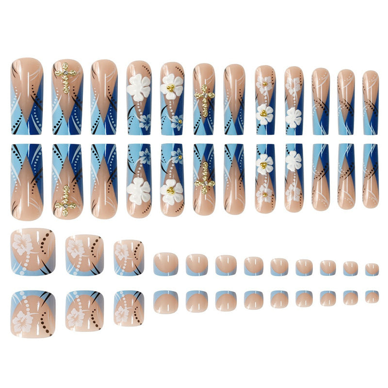 Decorative Floral Press-On Nail Art Extensions Bowlift 1787913951